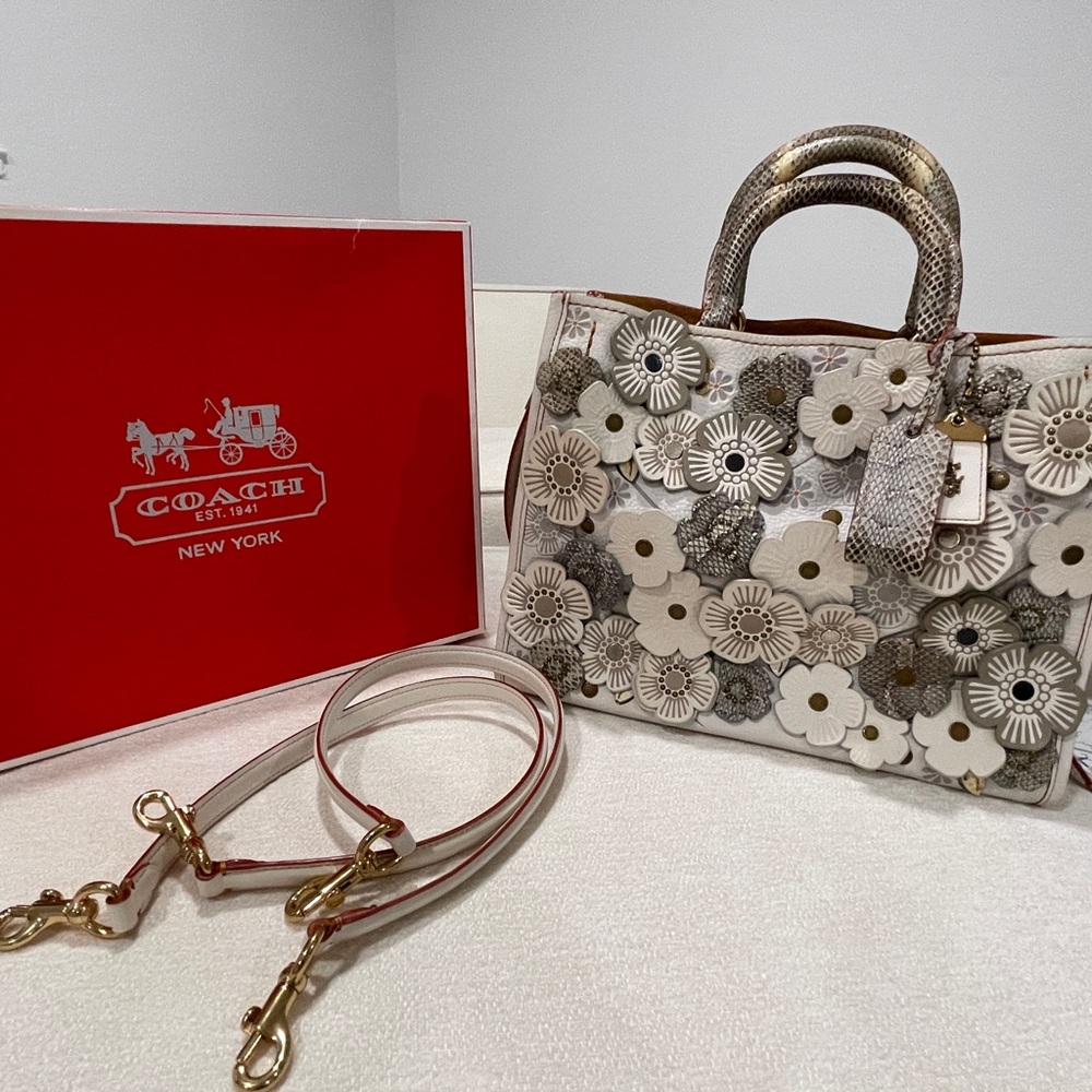 SOLD | Coach 1941 Rogue 30 Chalk Exotic Snakeskin Tea Rose Style 58964
